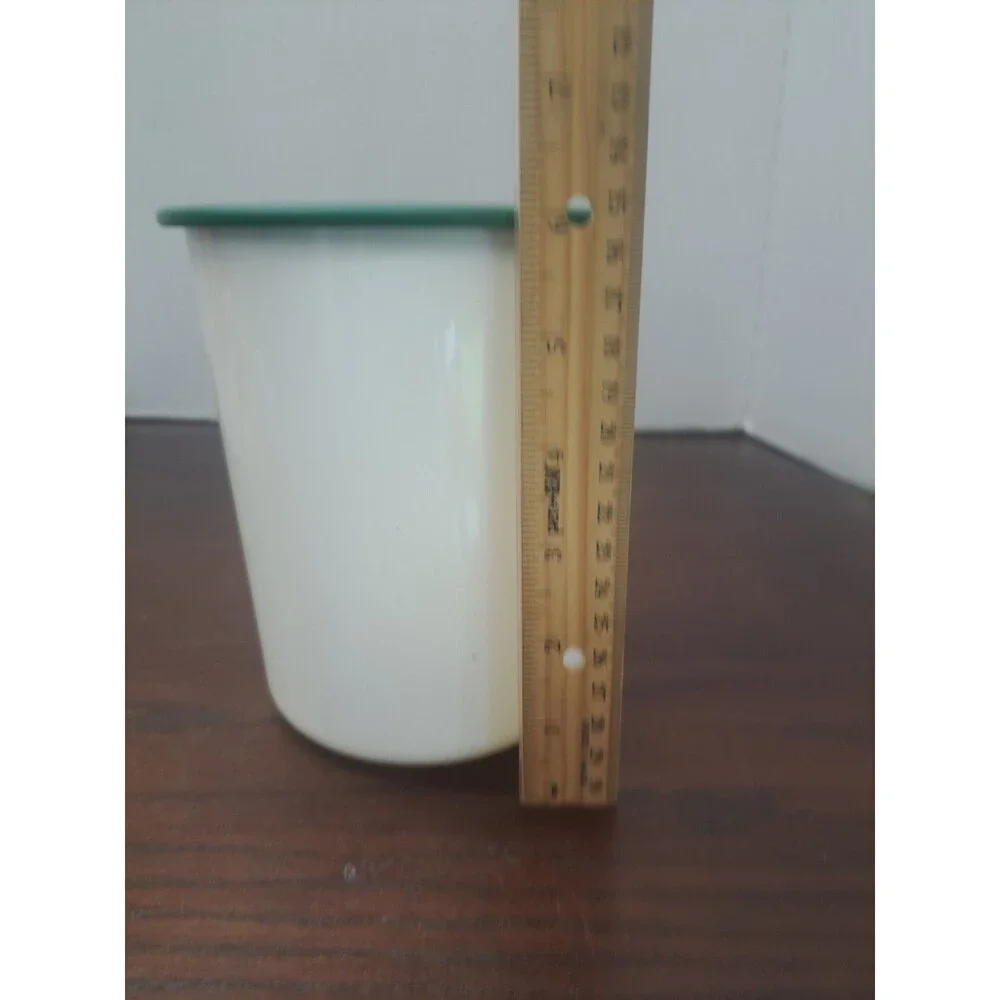 Vintage Tupperware One Touch Utensil Holder White With Hunter Green Trim 2422B-4